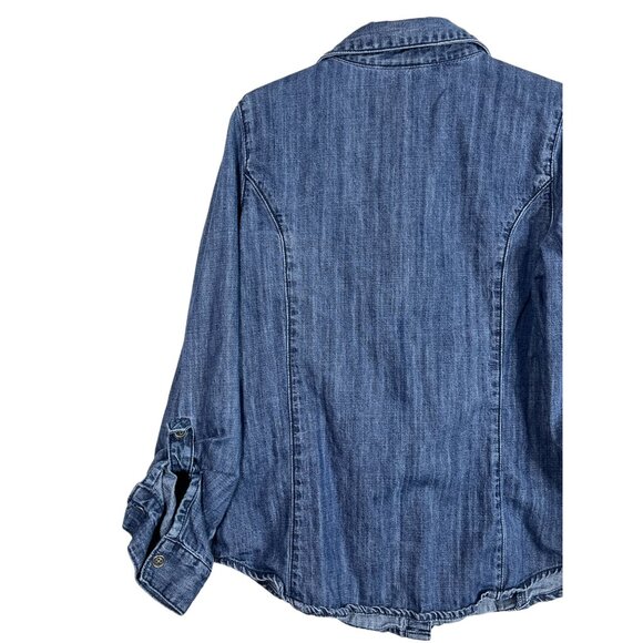 Crazy 8 Girls Blue Denim Shirt Size L 10/12 Button Down Long Sleeve Top - Picture 11 of 11